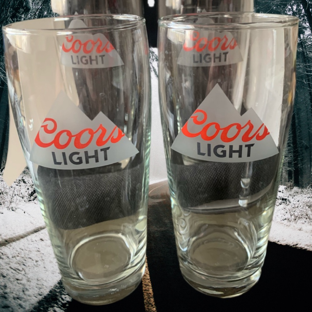 Vintage Libby Coors Light Heat Treated Pint Pub Glasses Lot of 4 Produced 2014